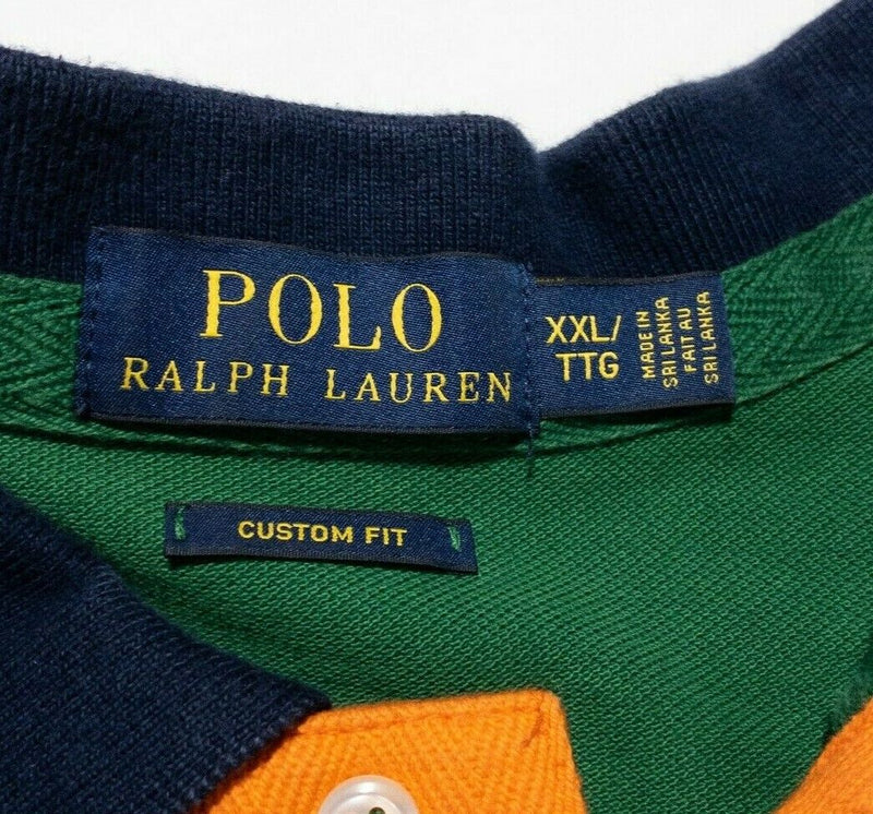 Polo Ralph Lauren 2XL Men's Polo Shirt Embroidered Horses Green Blue Rugby