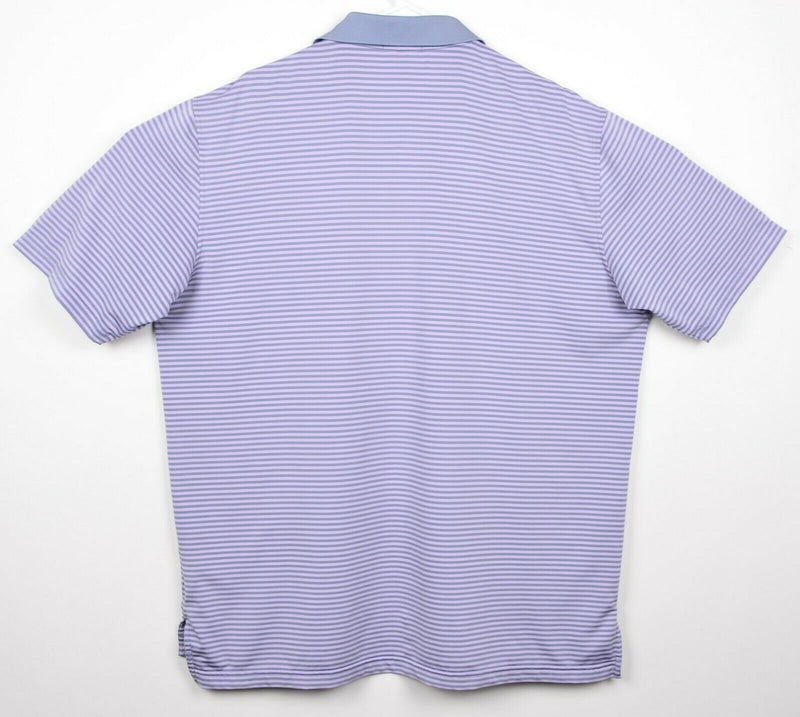 Peter Millar Men's Sz XL Summer Comfort Purple Gray Stripe Golf Polo Shirt