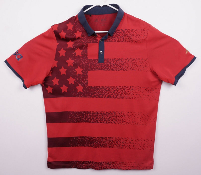 Adidas USA Golf Men's Sz Large Red Stars Stripes Team USA Flag Golf Polo Shirt