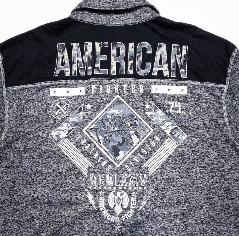 American Fighter Buckle Shirt 3XL Men's Gray Black Short Sleeve Button-Front