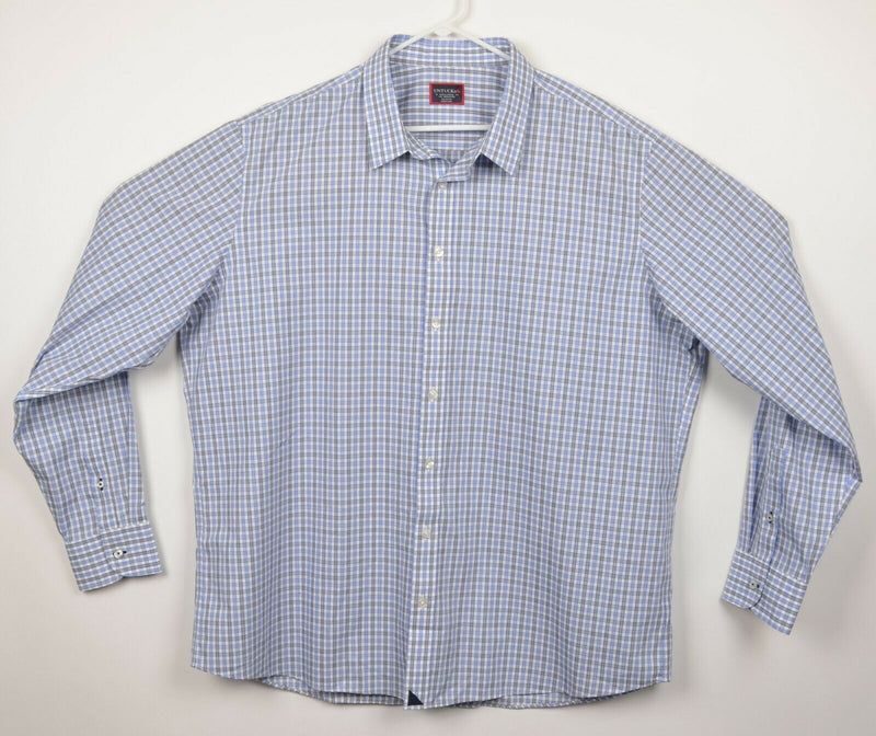 UNTUCKit Men's 3XLT Wrinkle-Free Blue Plaid Check Button-Front Shirt