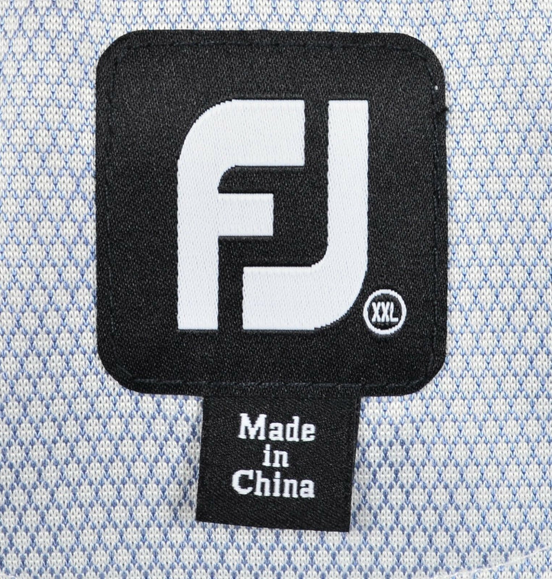 FootJoy Men's 2XL Gray Geometric Ivory Collar FJ Golf Wicking Polo Shirt