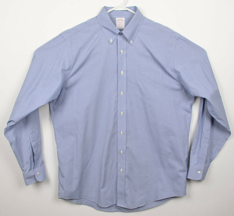Brooks Brothers Men's 16.5-37 Non-Iron Blue Houndstooth Madison Dress Shirt
