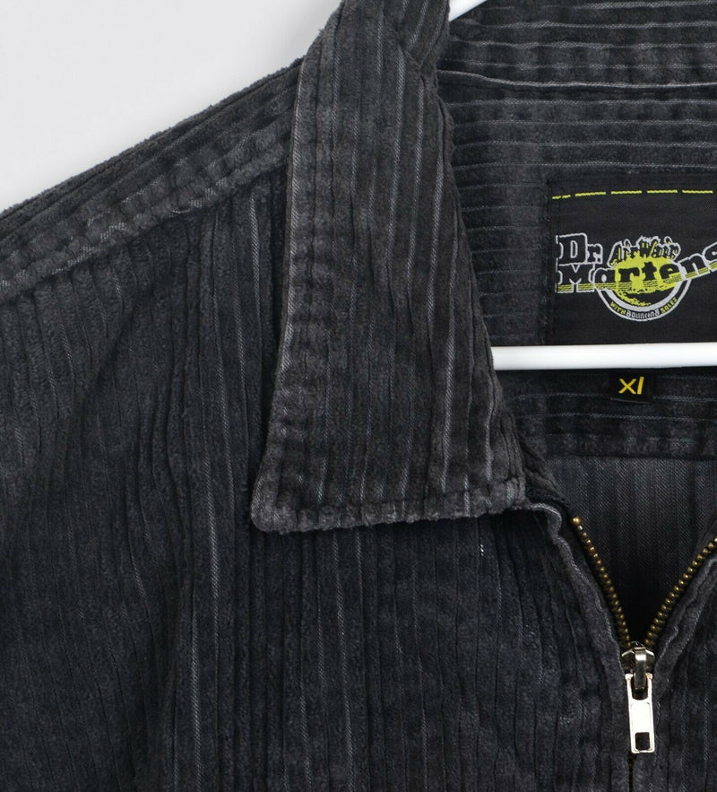 Vtg 90s Dr Martens Men's Sz XL Black Corduroy Air Wair Full Zip Pocket Jacket