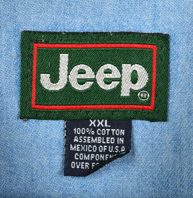 Vintage 90s Jeep Men's 2XL Denim World of Jeep Blue Denim Button-Down Shirt
