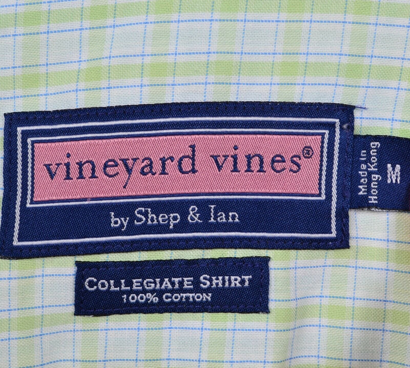 Vineyard Vines Men's Medium Collegiate Green Plaid Whale Logo Button-Down Shirt