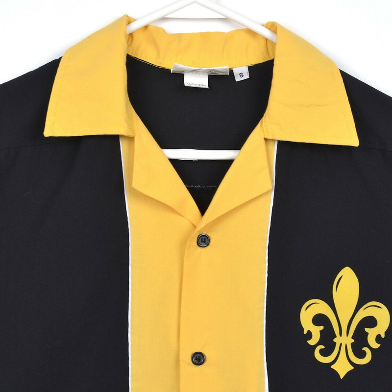 Cruisin USA Men's Sz Small New Orleans NOLA Striped Panel Gold Bowling Shirt