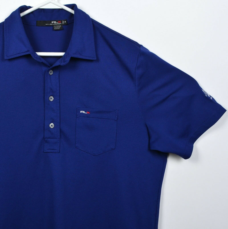 RLX Ralph Lauren Men's Medium Solid Navy Blue Wicking Golf Pocket Polo Shirt