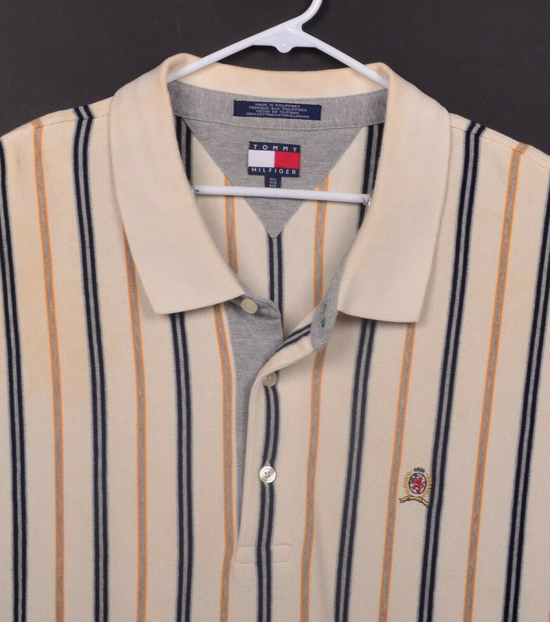 Vtg 90s Tommy Hilfiger Men's Sz 6XL Lion Crest Striped Polo Shirt