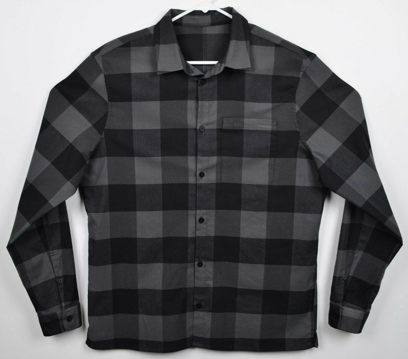 Lululemon Men's 2XL? Masons Peak Gray Black Buffalo Plaid Check Flannel Shirt