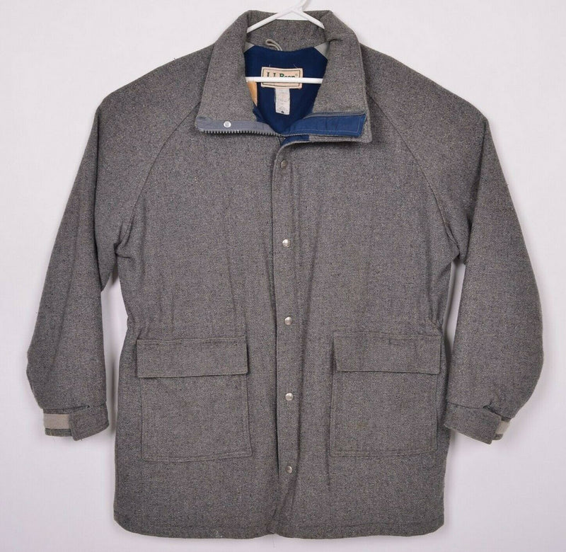 Vintage 80s L.L. Bean Men's XL Wool Blend Heather Gray Full Zip USA Jacket