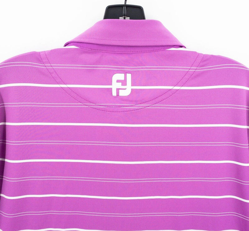 FootJoy Athletic Fit Medium Golf Shirt Mens Polo Purple Striped Wicking Biltmore