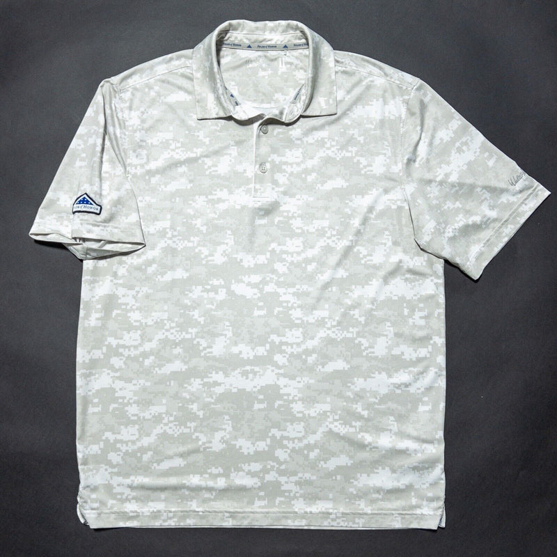 Walter Hagen Folds of Honor Golf Shirt Medium Mens Polo Gray Digital Camouflage