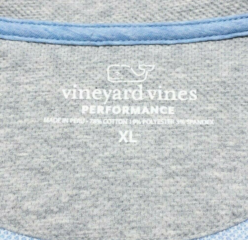 Vineyard Vines Performance 1/4 Zip Sweatshirt Light Blue Whale Preppy Men's XL