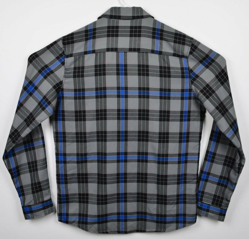 Dixxon Flannel Co. Men's Large Tall Gray Blue Plaid D-Tech Blend Flannel Shirt