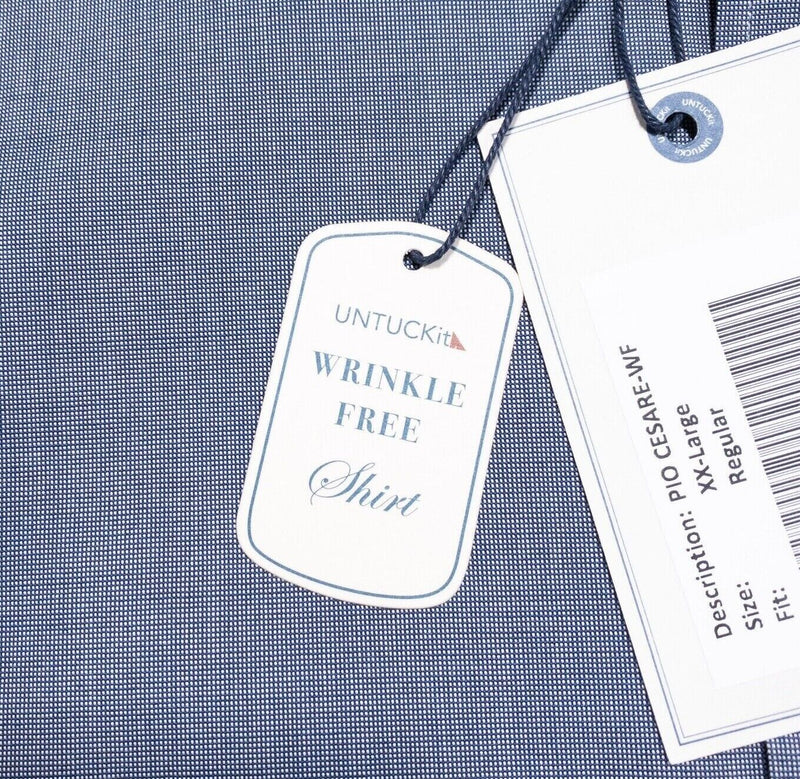 UNTUCKit XXL Shirt Men's Long Sleeve Wrinkle Free Blue Cesare Business Casual
