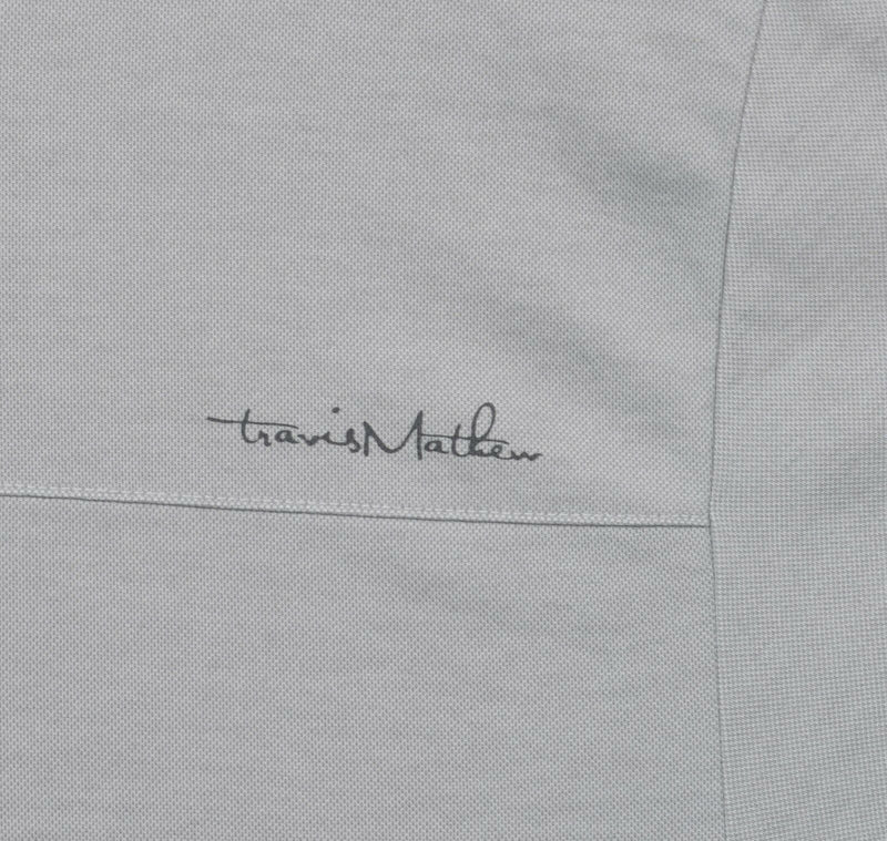 Travis Mathew Men's Large Gray Pocket Stripe Golf Performance Polo Shirt