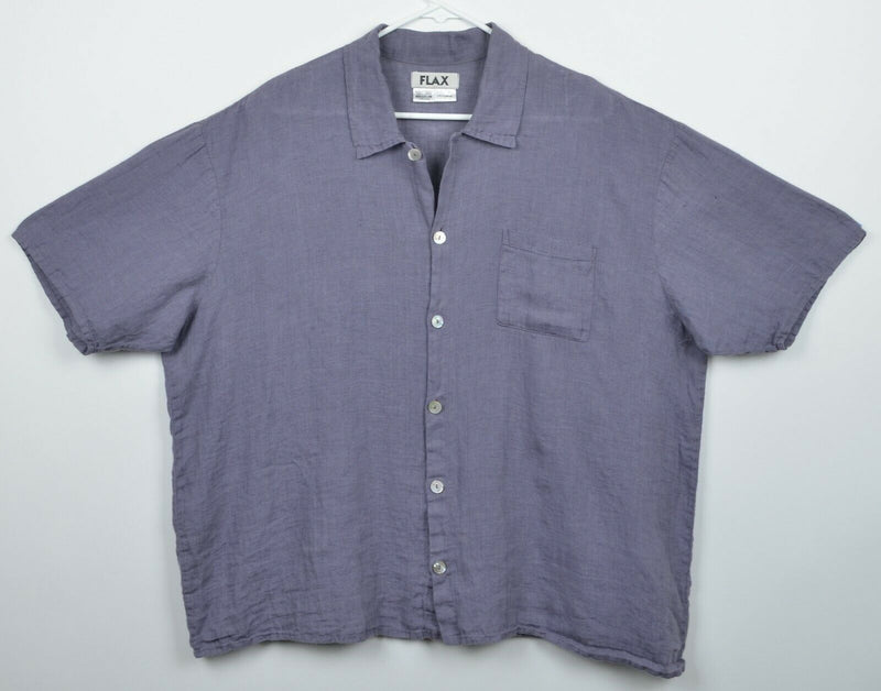 Flax Jeanne Engelhart Men's Sz Medium? 100% Linen Purple Vacation Loose Shirt
