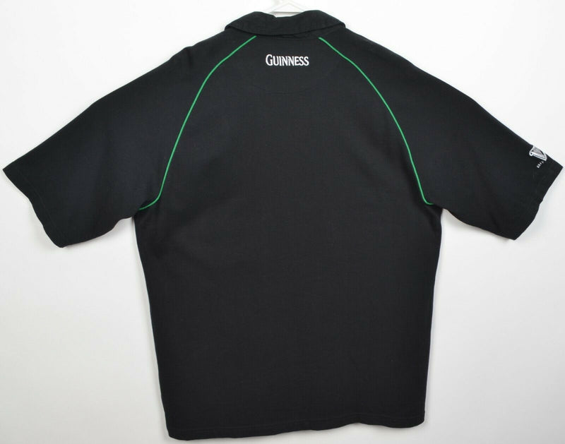Guinness Men's XL Embroidered Irish Beer Black Cotton Traders Polo Rugby Shirt