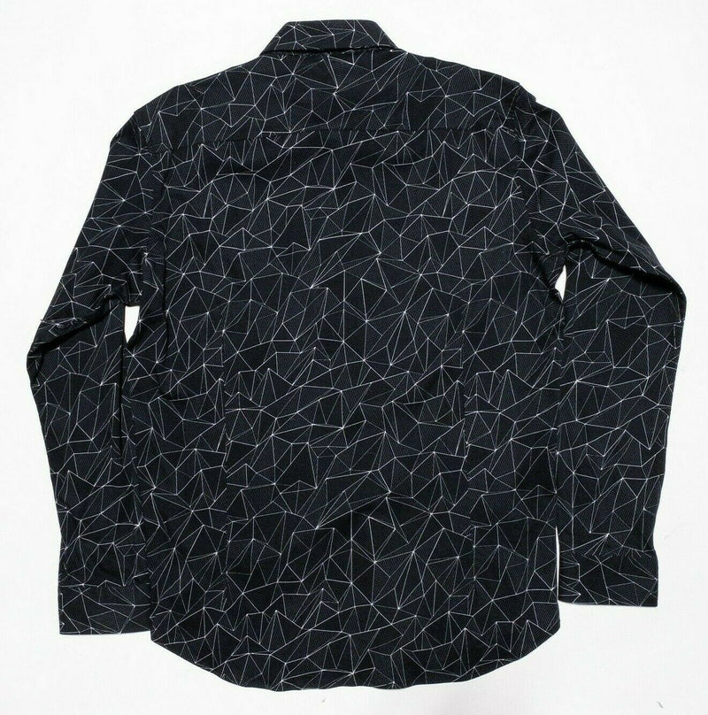 Buttercloth Flip Cuff Shirt Black Geometric Constellation Luxury Men's Large