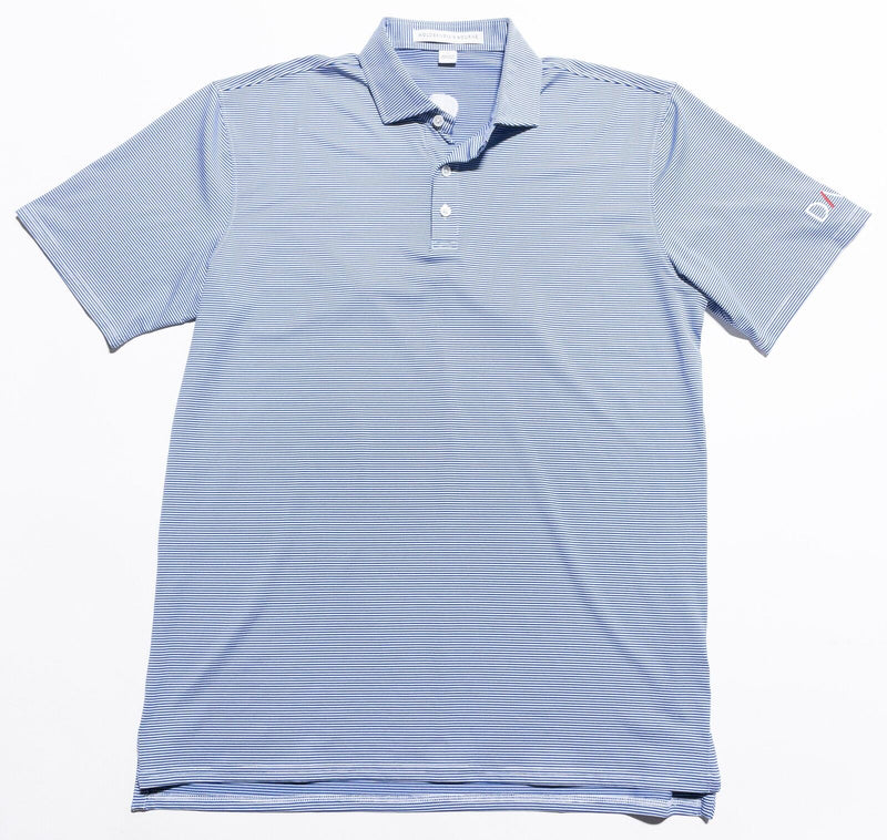Holderness & Bourne Polo Mens Large Tailored Fit Shirt Golf Wicking Blue Striped