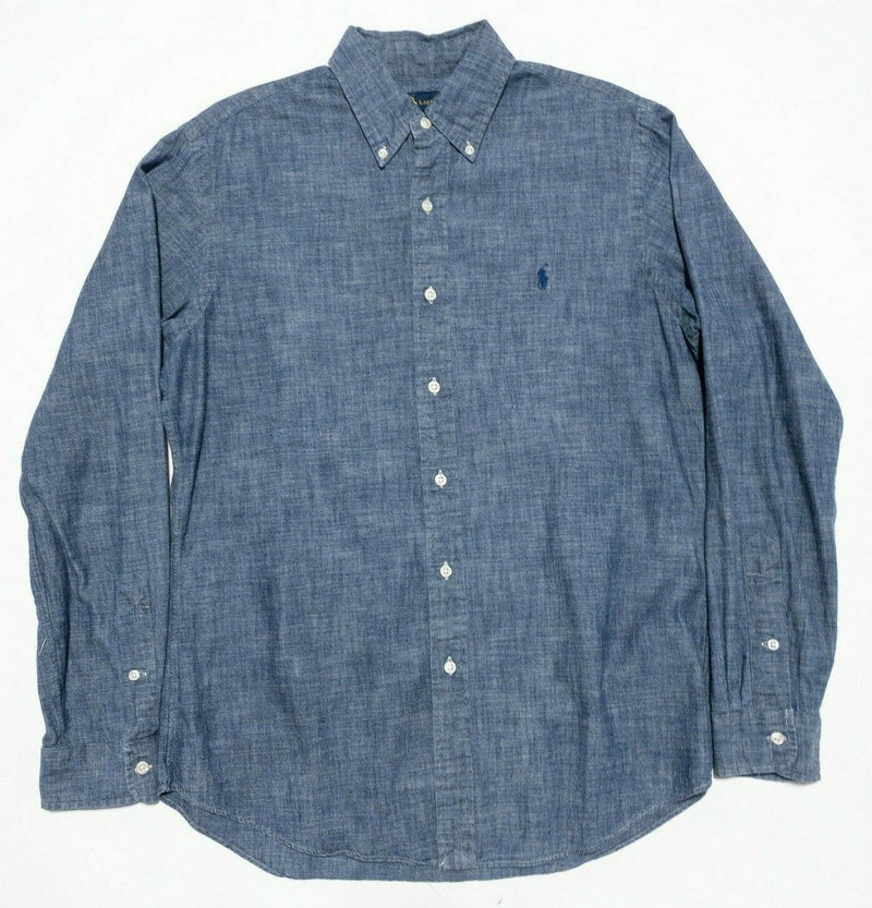 Polo Ralph Lauren Blue Chambray Denim Look Button-Down Shirt Blue Men's Medium