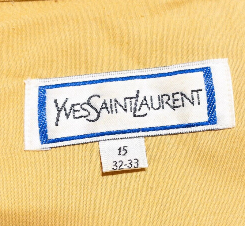 Yves Saint Laurent Vintage Shirt Men's 15-32/33 YSL Dress Shirt Yellow Gold 80s