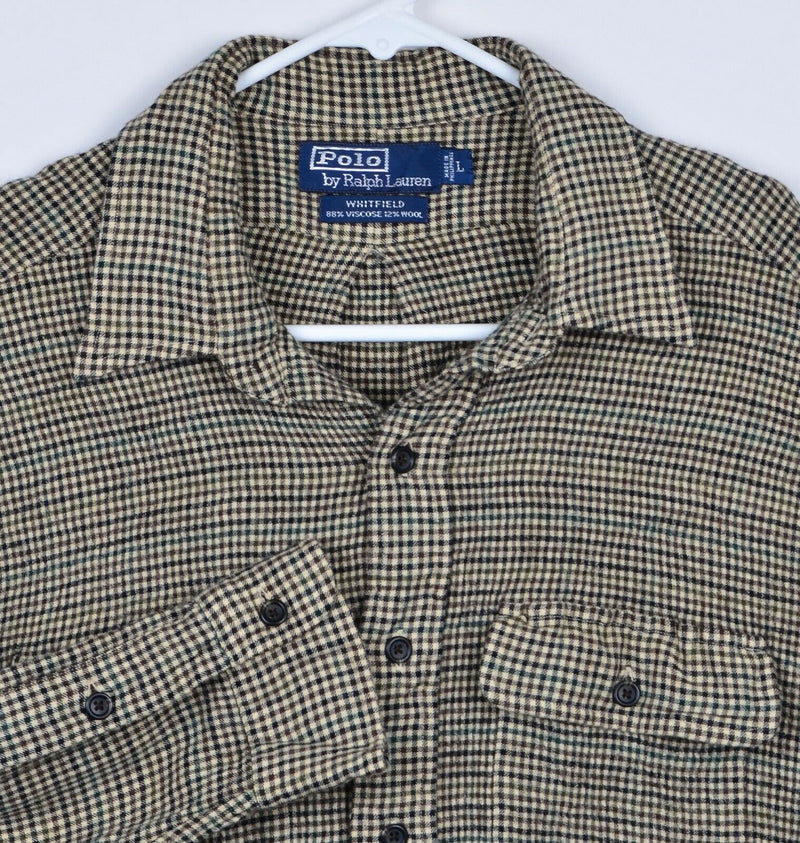 Polo Ralph Lauren Men's Sz Large (Shrunk) Whitfield Wool Blend Plaid Check Shirt