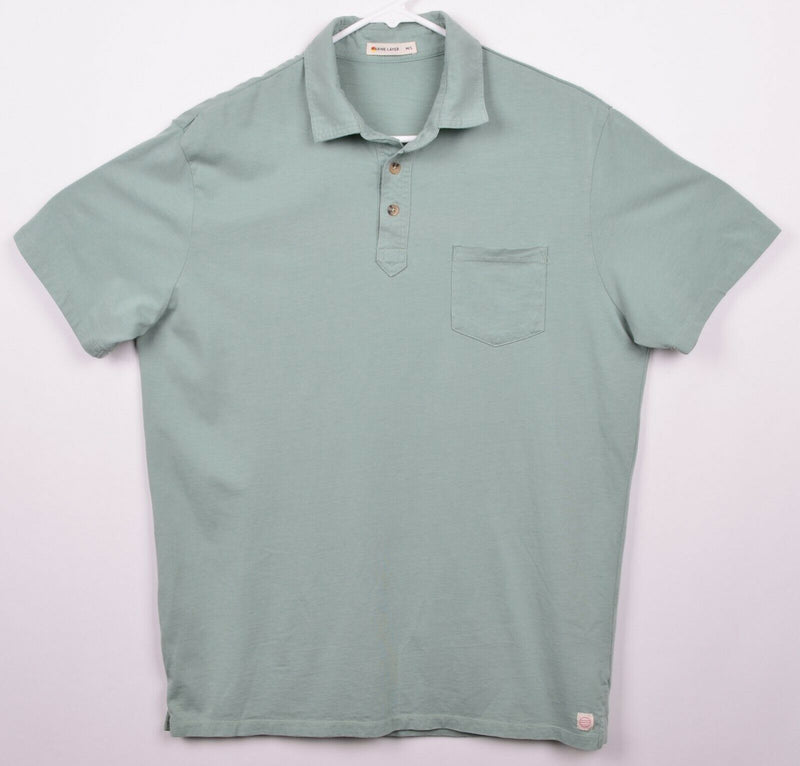 Marine Layer Men's Sz M/L Seafoam Green Tencel/Cotton Pocket Polo Shirt