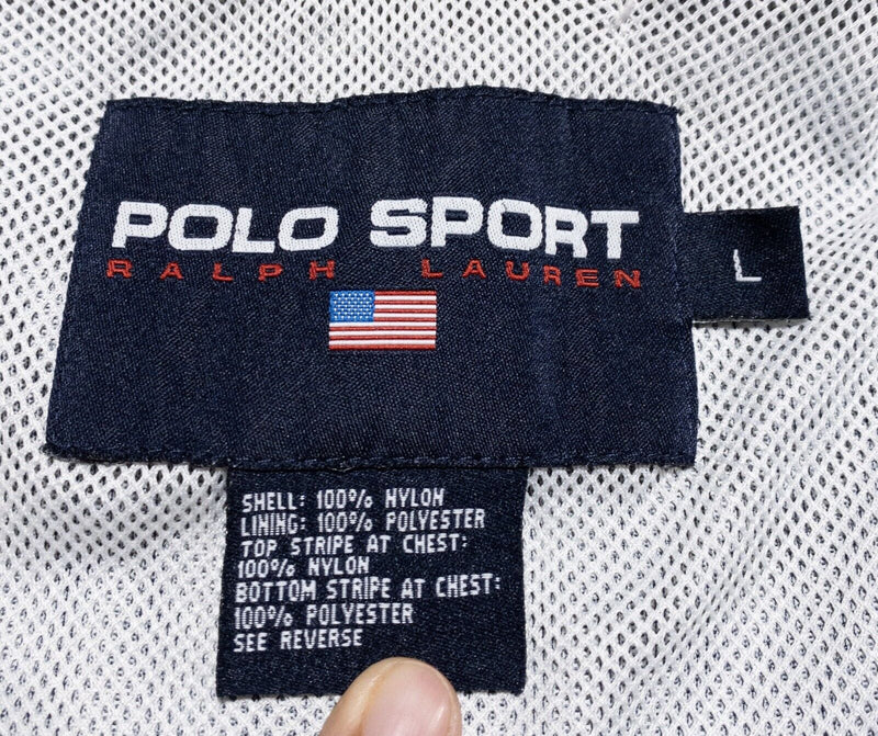Polo Sport Ralph Lauren Jacket Men's Large Vintage 90s Windbreaker Stripe Hooded