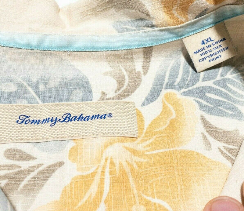 Tommy Bahama 4XL Silk Shirt Hawaiian Aloha Floral Camp Short Sleeve Button-Front