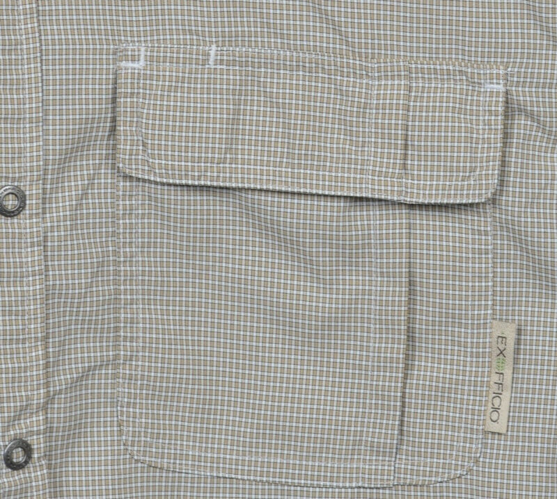 ExOfficio Insect Shield Men Medium Snap-Front Vented Plaid Fishing Outdoor Shirt