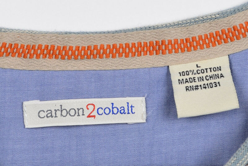 Carbon 2 Cobalt Men's Large Gray Blue V-Neck Lightweight Pullover Sweatshirt