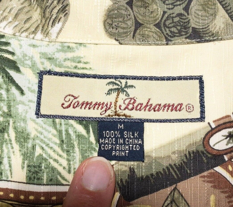Tommy Bahama Cigar Shirt Silk Medium Men's Hawaiian Aloha Camp Floral Yellow