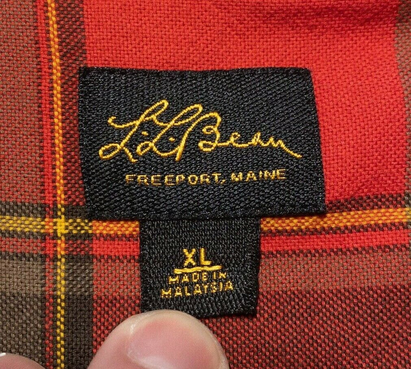 L.L. Bean Men's XL Flannel Shirt Scotch Plaid Red Plaid Cursive Tag