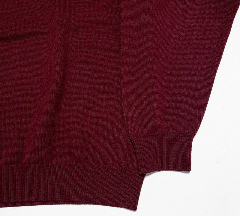 Viyella Men's XL 100% Merino Wool Solid Burgundy Red Pullover V-Neck Sweater