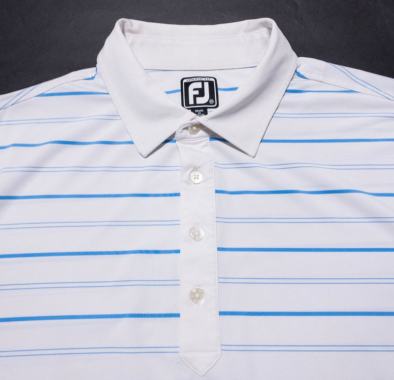 FootJoy Golf Shirt Men's 2XL Athletic Fit White Striped Wicking Performance Polo