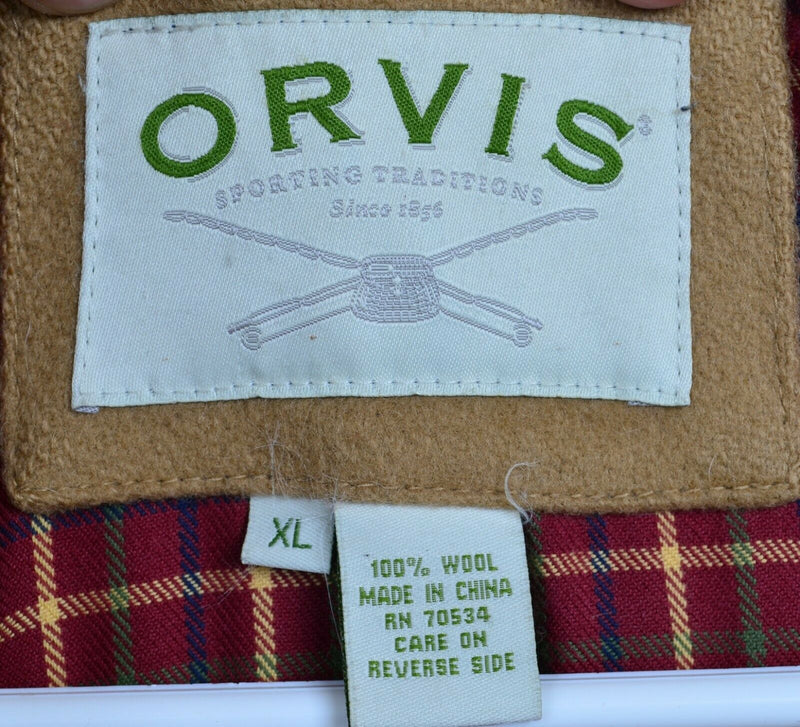 Orvis Men's XL 100% Wool Flannel Lined Gold Pocket Button Collared Jacket