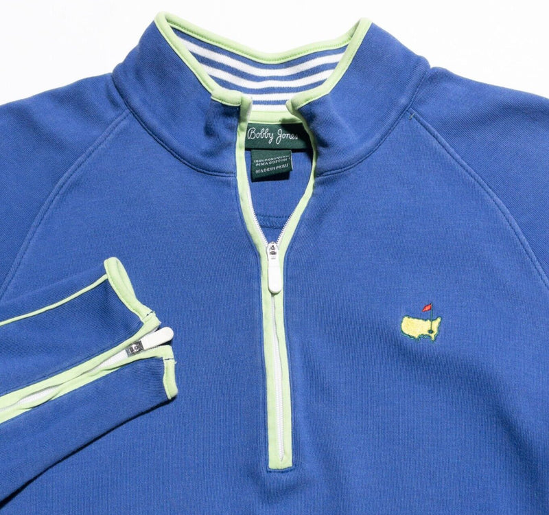 Bobby Jones Masters Women's Medium 1/4 Zip Sweatshirt Golf Blue Zip Sleeve