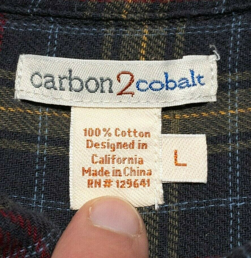 Carbon 2 Cobalt Flannel Shirt Red Plaid Double-Layer Flannel Shirt Men's Large