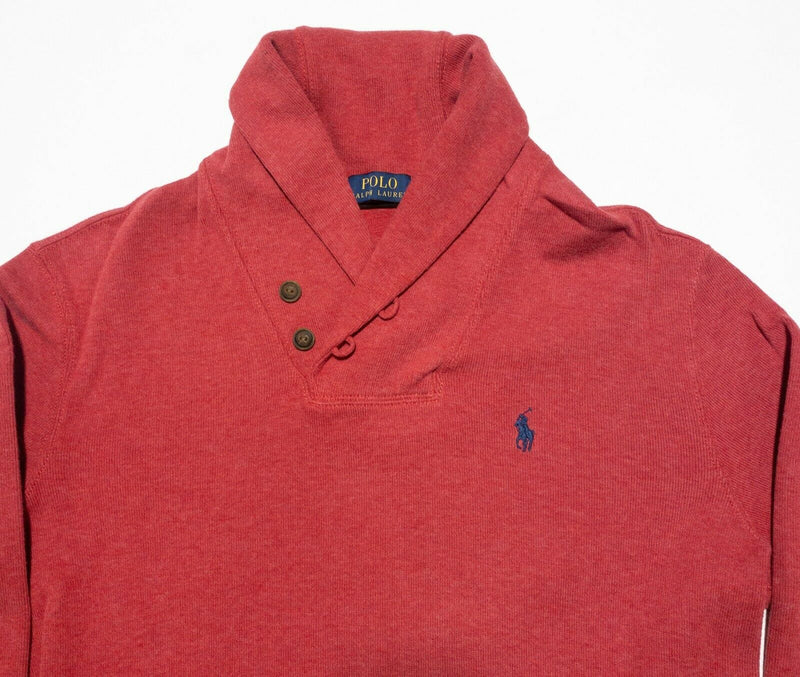 Polo Ralph Lauren Men's Medium Red/Pink Shawl Collar High Neck Fleece Sweater