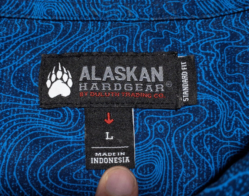 Alaskan Hardgear Shirt Large Men's Snap-Front Blue Geometric Duluth Trading