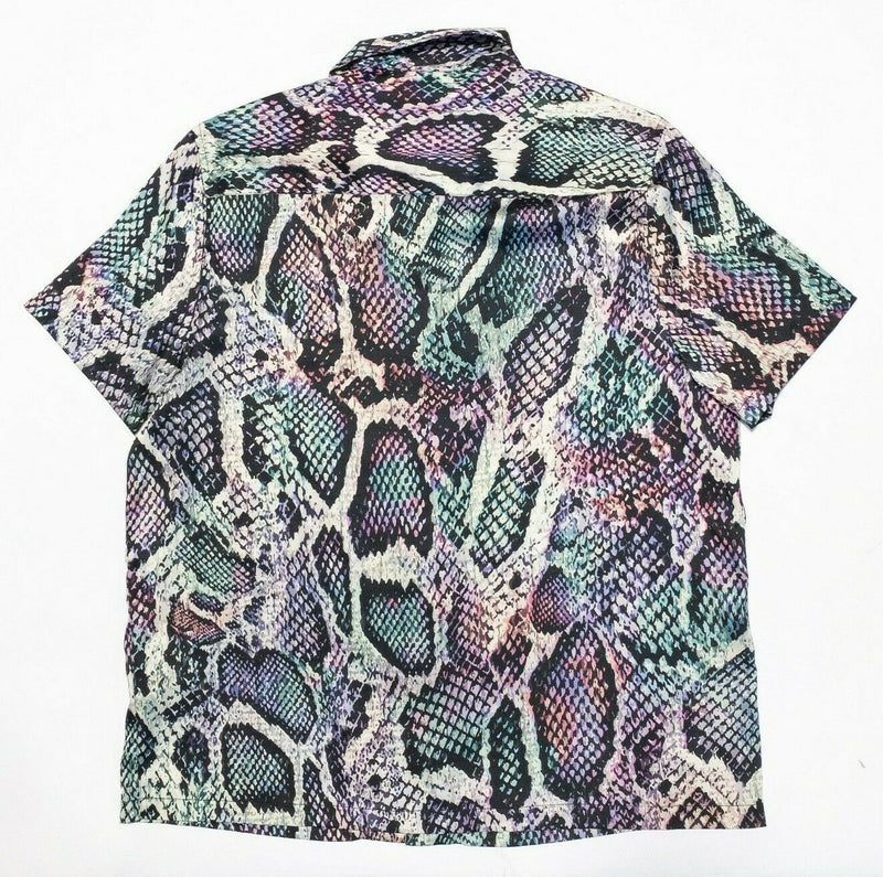 ASOS Design Shirt Medium Men's Colorful Snakeskin Print Short Sleeve Camp