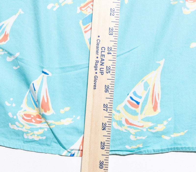 Chubbies The Nutter Popover Shirt Men's Large Sailboat Print Hawaiian Blue