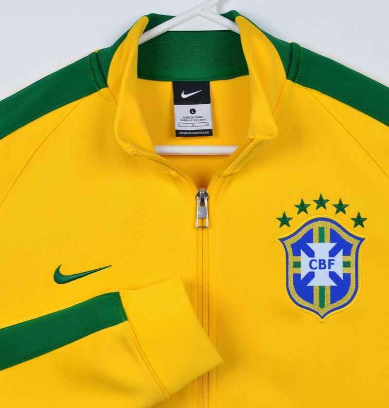 Nike Brazil Brasil Men's Large CBF Soccer Futbol Full Zip Warm-Up Track Jacket
