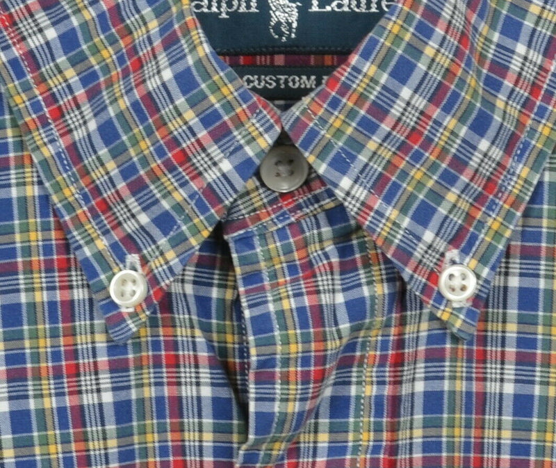 Polo Ralph Lauren Men's XL Custom Fit Blue Red Plaid Button-Down Shirt