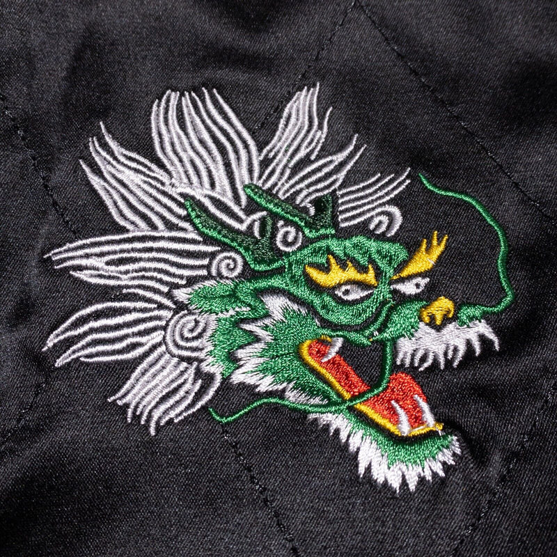 Straight To Hell Bomber Jacket Men Medium Reversible Satin Souvenir Dragon Eagle