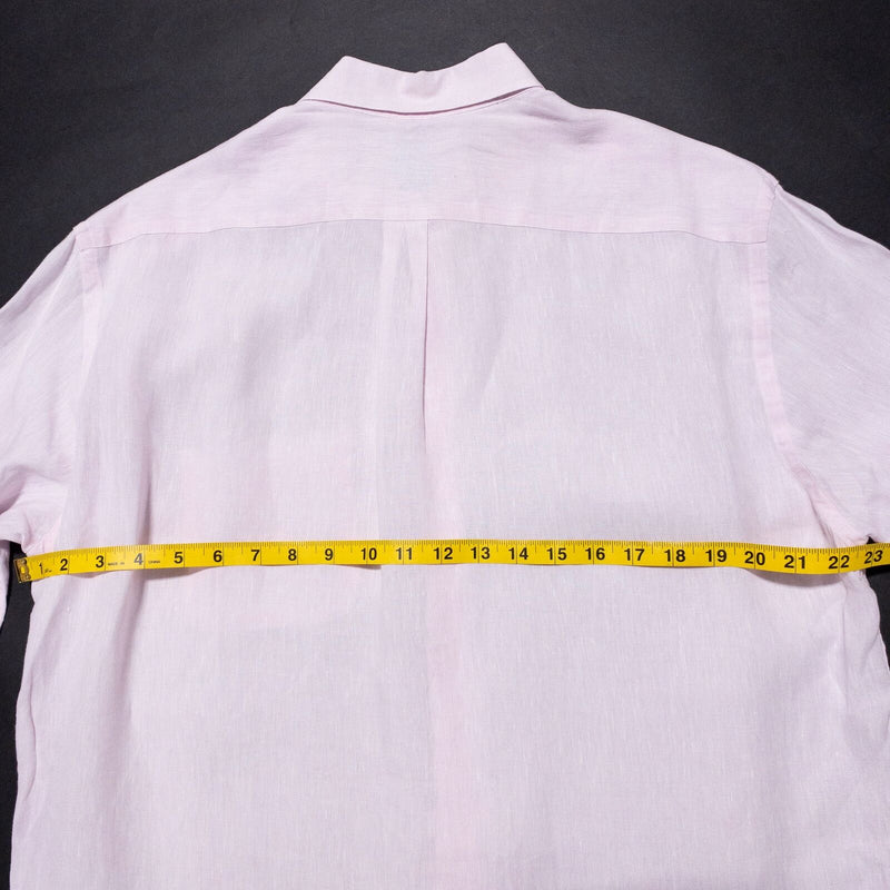 J. McLaughlin Linen Shirt Men's Large Button-Up Light Pink Preppy Long Sleeve