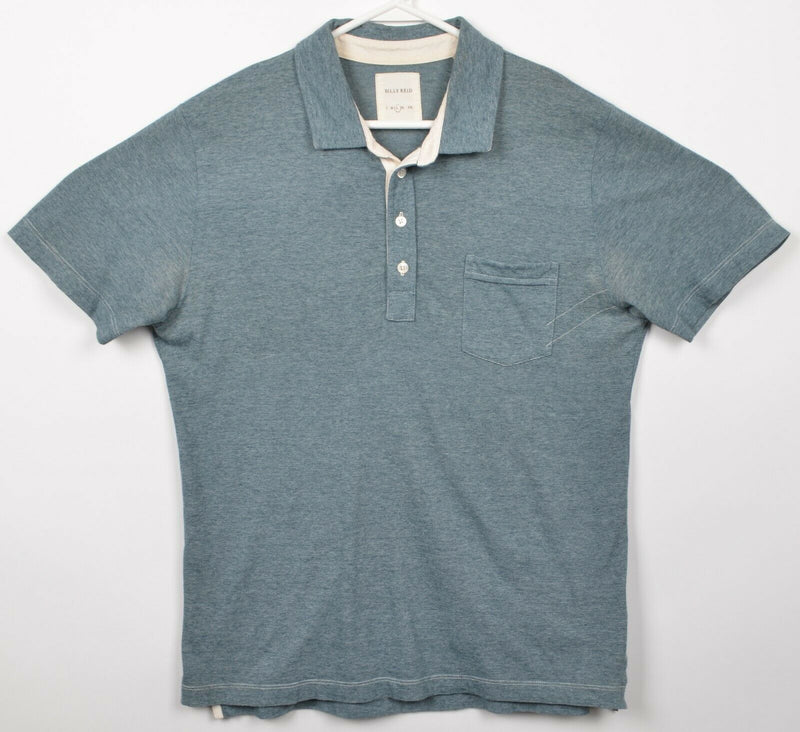Billy Reid Men's Large Blue Designer Short Sleeve Pocket Polo Shirt