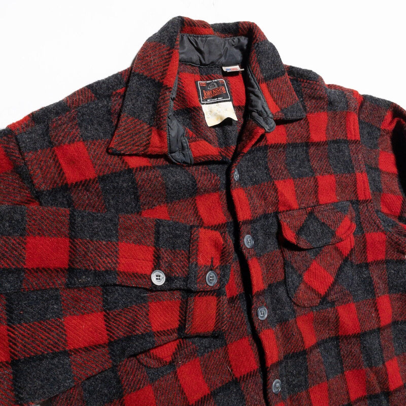 Johnson Woolen Mills Shirt Jacket Men's 2XL Button-Front Flannel Vintage Check